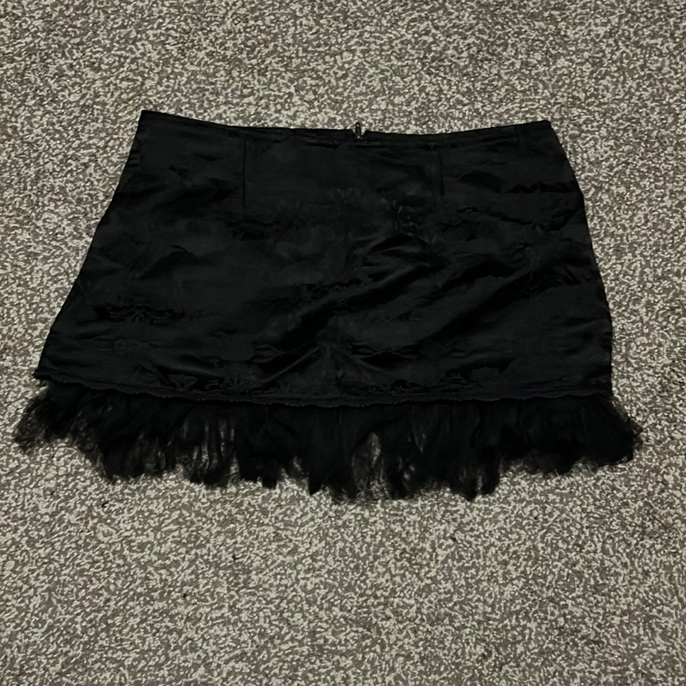 Lip service black floral brocade tulle miniskirt
